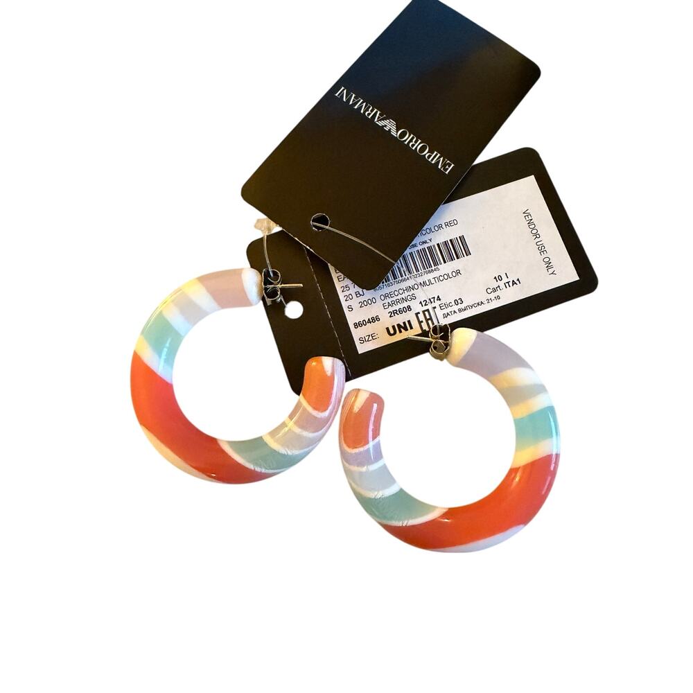 Emporio Armani NWB Orecchino Multicolor Hoop Earrings